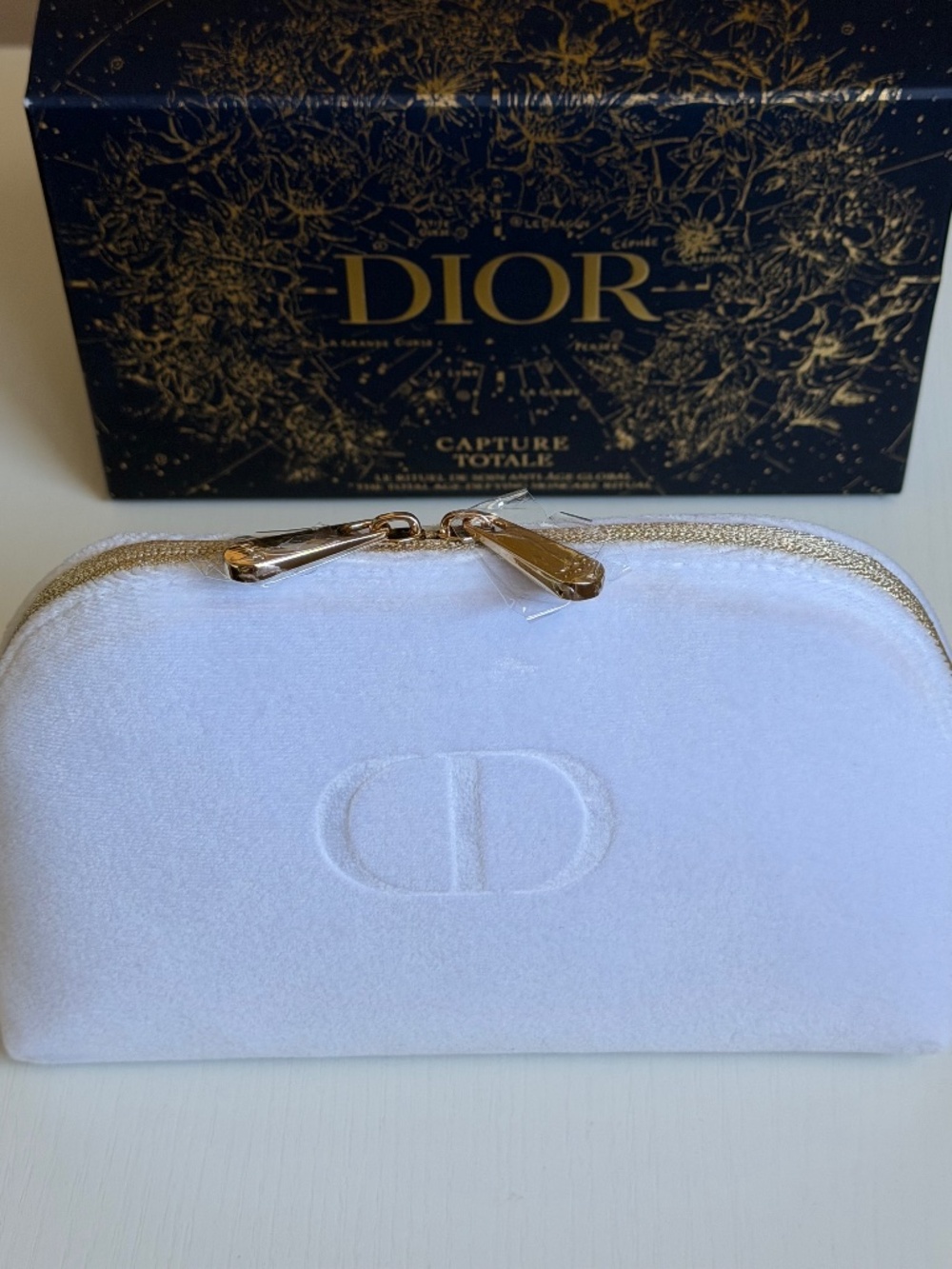 Dior white cosmetic pouch